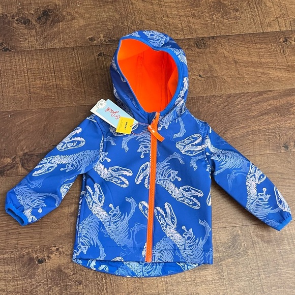 NWT Toddler Boy Dinosaur Print Softshell Jacket Cat & Jack Blue orange - Picture 4 of 10